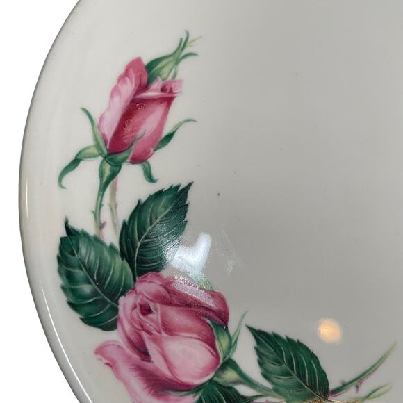 Vintage 50s Universal Ballerina pink rose dessert bread plates set of 3 - Picture 4 of 7